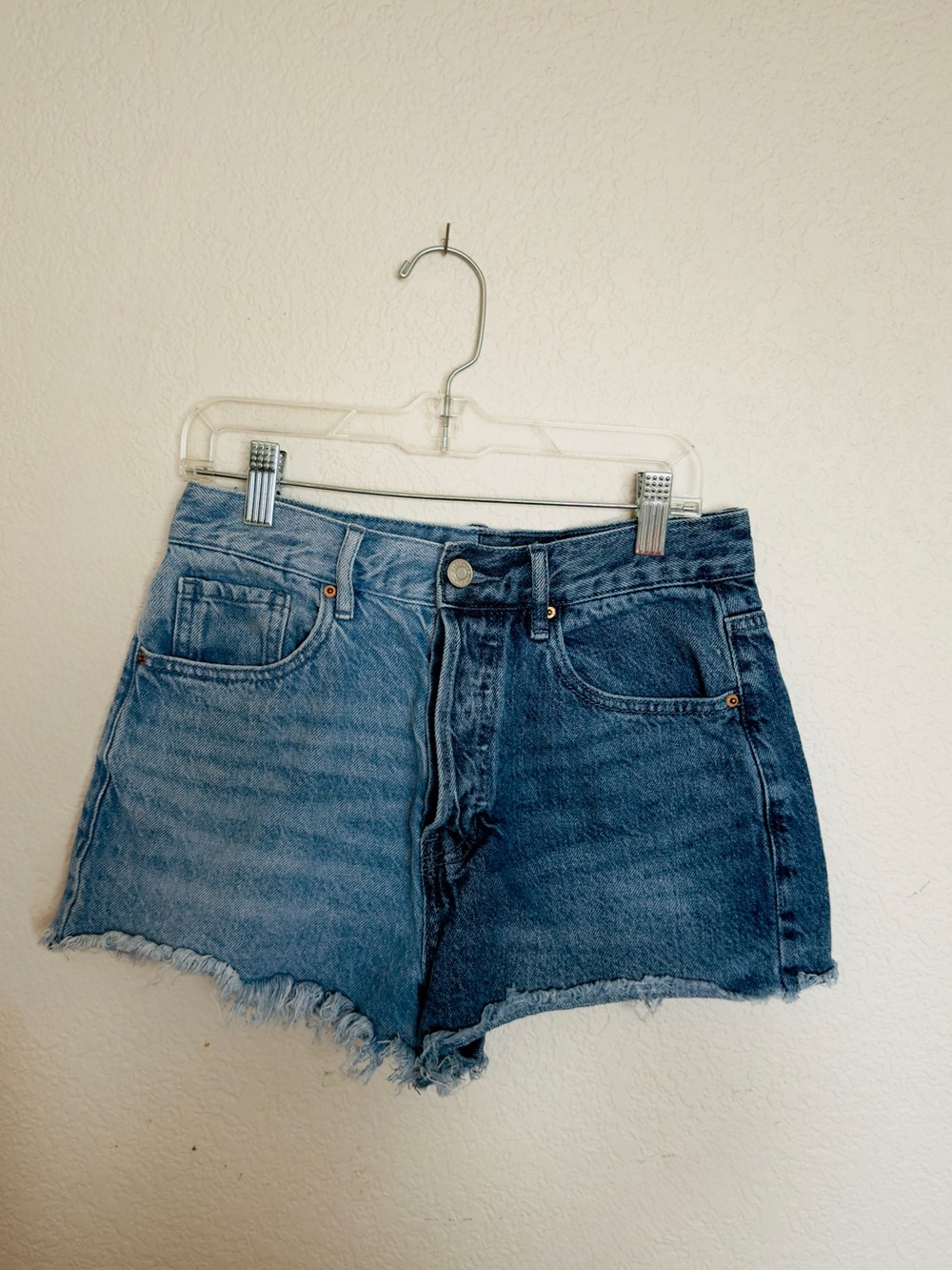 Pacsun High-Waist Two-Tone Denim Shorts - Blue
